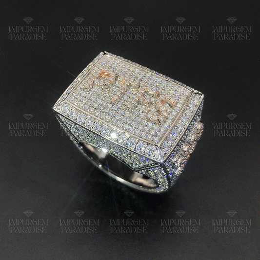 Iced Out Custom Name Letter Moissanite Diamond Rapper Ring Men Jewelry