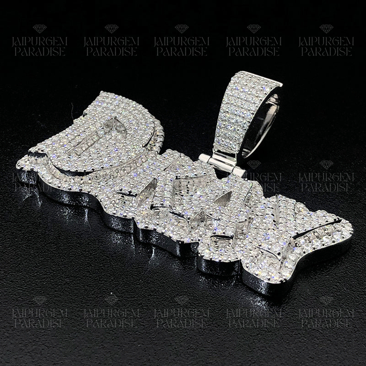 S925 VVS Moissanite Diamond Iced out Letter Logo Name Pendant