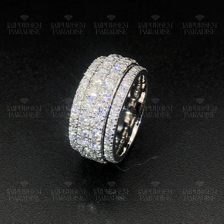 Fully Iced VVS  925 Sterling Silver Moissanite Statement Band Ring