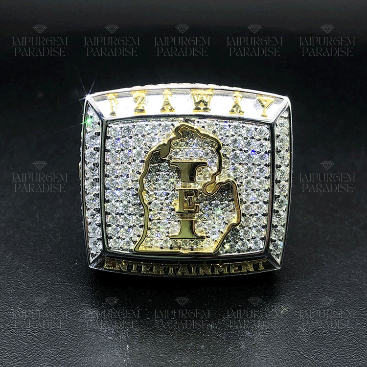 Iced Out Custom Logo Name Letter Moissanite Diamond Rapper Ring Men Jewelry