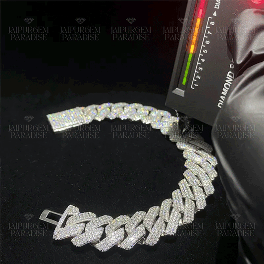 18mm Iced Out Silver Hip Hop Moissanite Cuban Bracelet