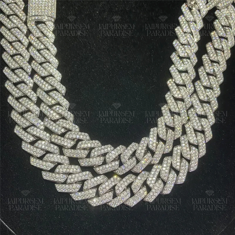 14mm 925 Sterling Silver Iced Out Moissanite Cuban Chain