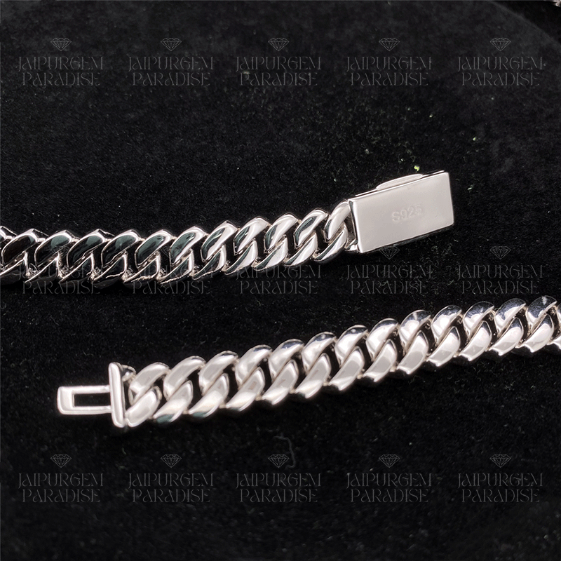 Custom 12mm Plain Silver Miami Cuban Necklace Hip Hop Jewelry