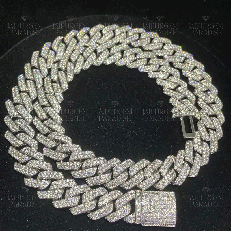 14mm 925 Sterling Silver Iced Out Moissanite Cuban Chain