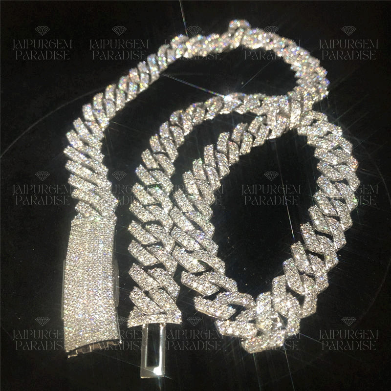 15mm Iced Out Cuban Link Silver Moissanite Hip Hop Jewelry