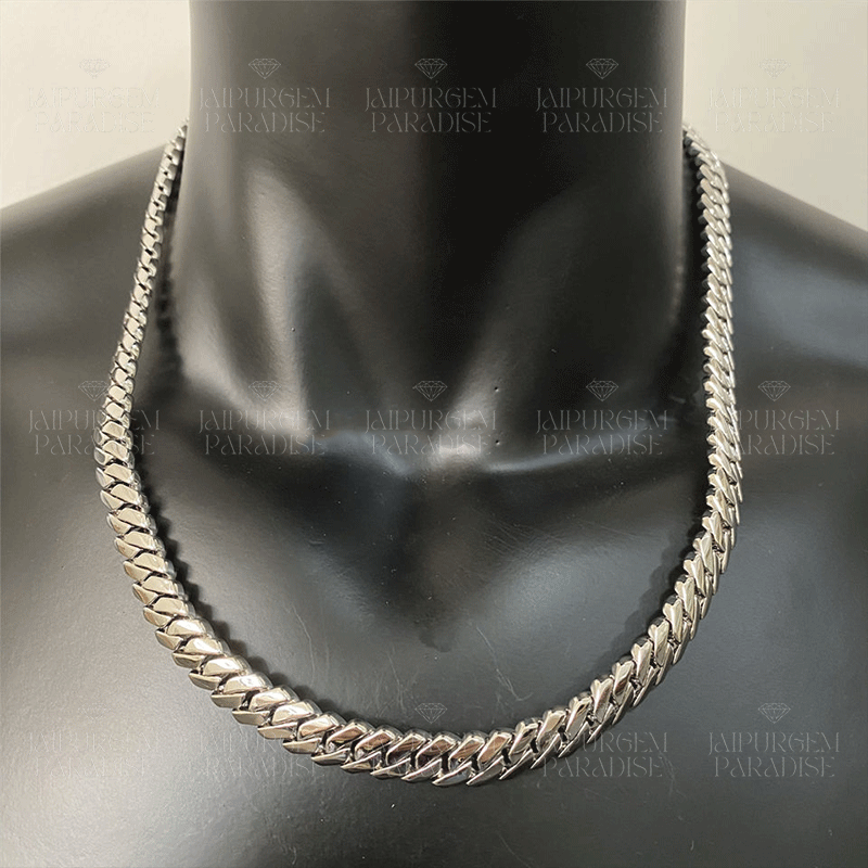 Custom 12mm Plain Silver Miami Cuban Necklace Hip Hop Jewelry