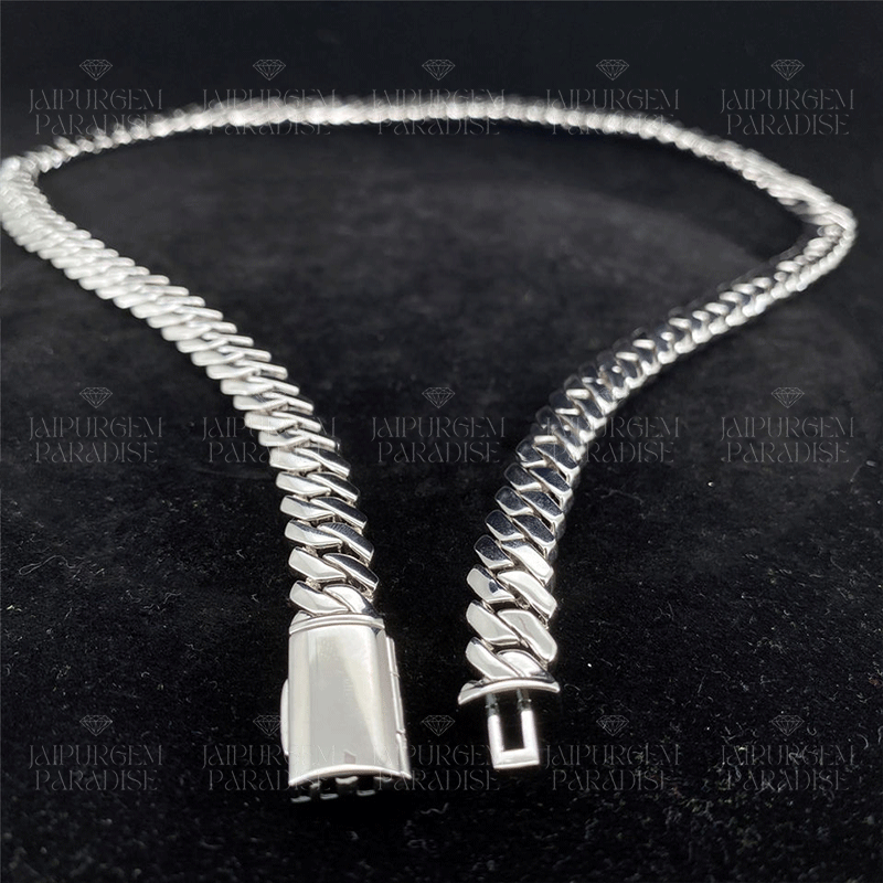 Custom 12mm Plain Silver Miami Cuban Necklace Hip Hop Jewelry