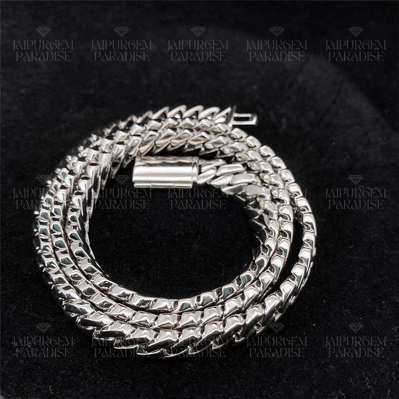 Custom 12mm Plain Silver Miami Cuban Necklace Hip Hop Jewelry