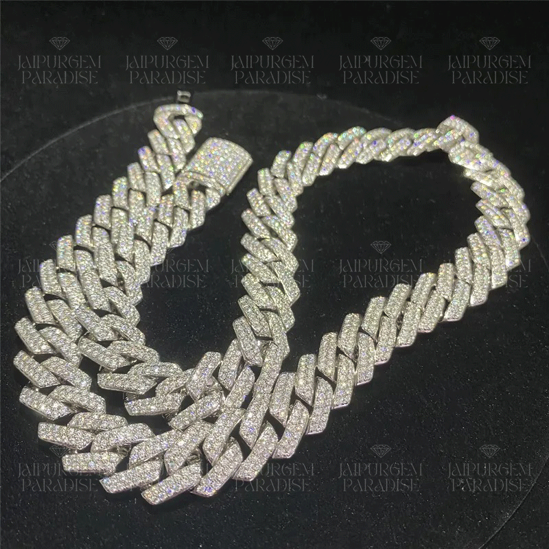 14mm 925 Sterling Silver Iced Out Moissanite Cuban Chain