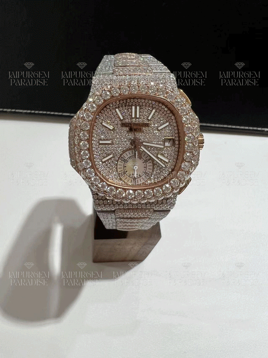 Luxury Two Tone Iced Out Automatic Movement Moissanite Diamond Hip Hop Watch