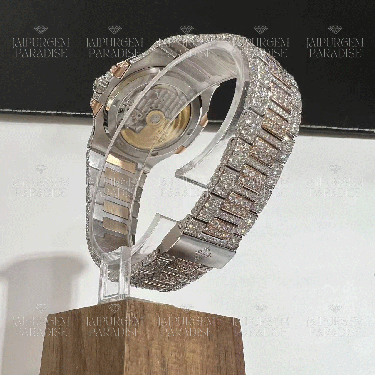 Luxury Two Tone Iced Out Automatic Movement Moissanite Diamond Hip Hop Watch