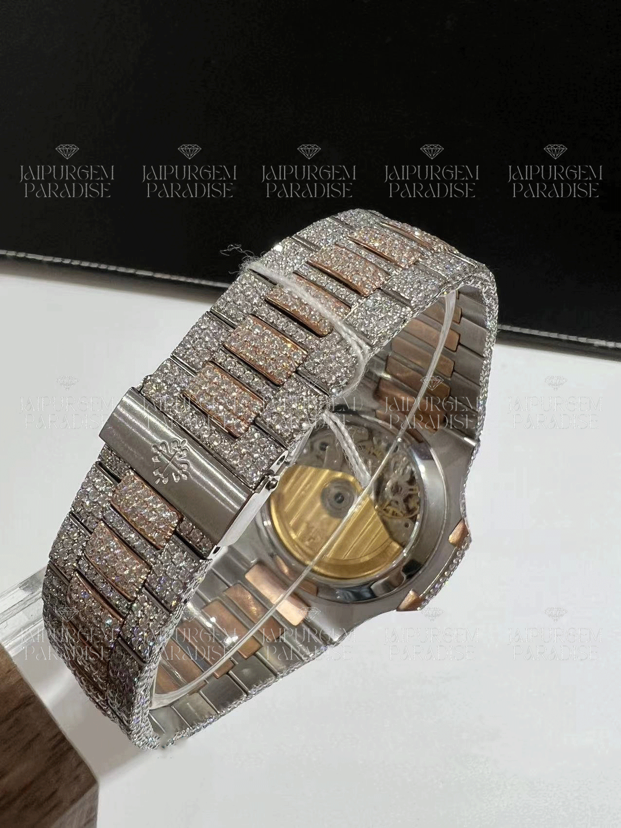 Luxury Two Tone Iced Out Automatic Movement Moissanite Diamond Hip Hop Watch