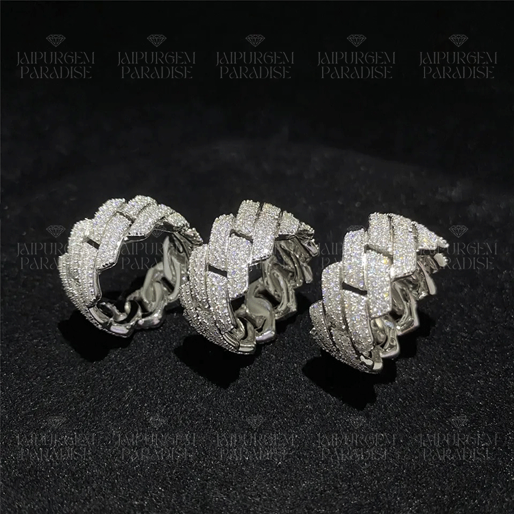 12mm Iced Out HipHop VVS Moissanite Diamond Cuban Ring