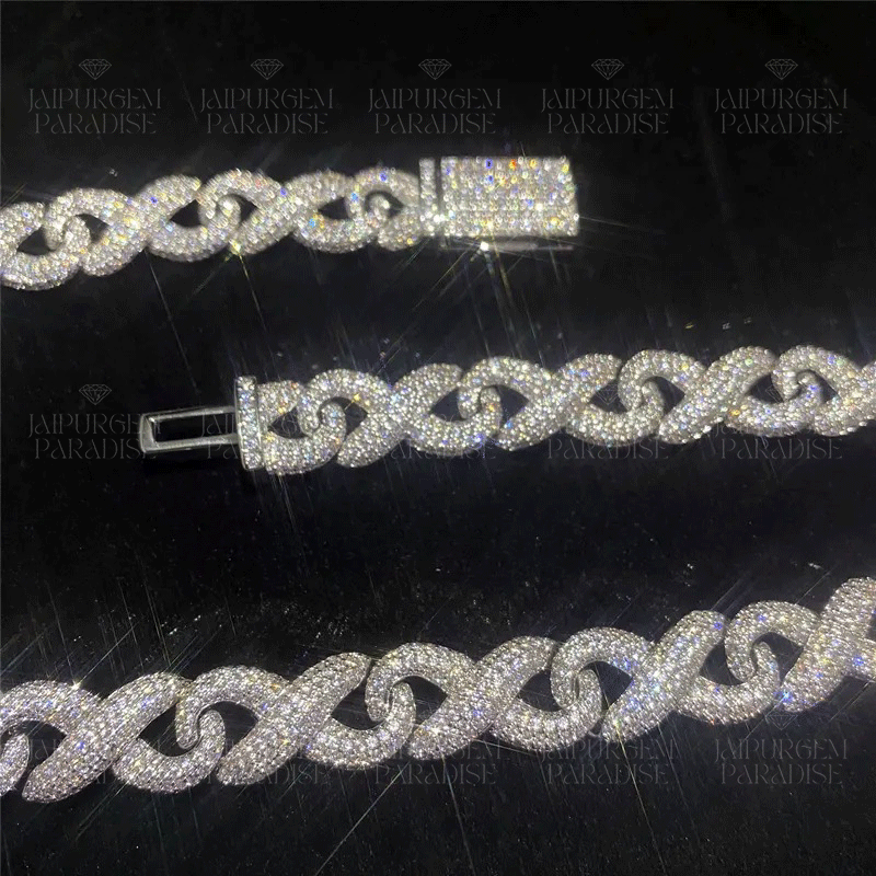 14mm Luxury Moissanite Jewelry Infinity Cuban Silver Necklace