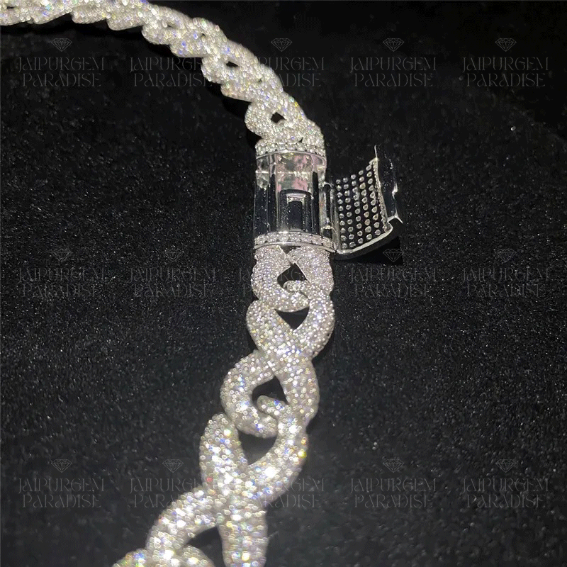 14mm Luxury Moissanite Jewelry Infinity Cuban Silver Necklace