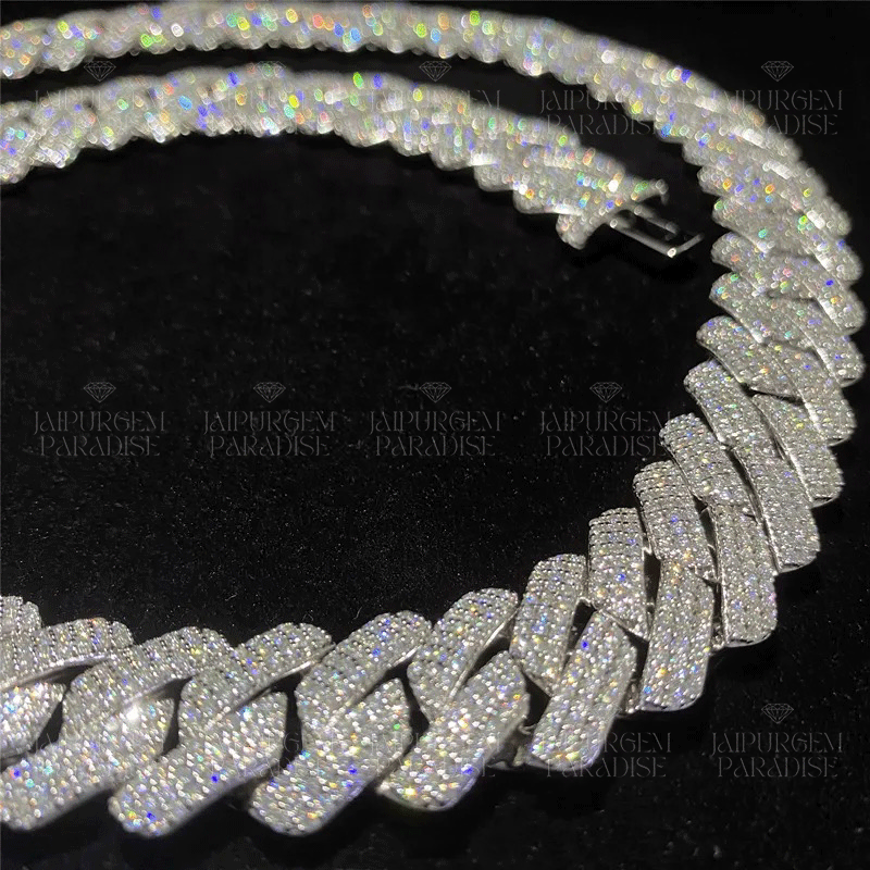 18mm Iced Out 925 Sterling Silver Moissanite Cuban Hip Hop Chain