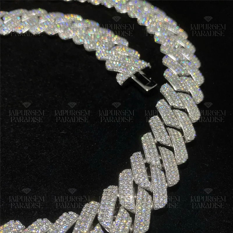 18mm Iced Out 925 Sterling Silver Moissanite Cuban Hip Hop Chain