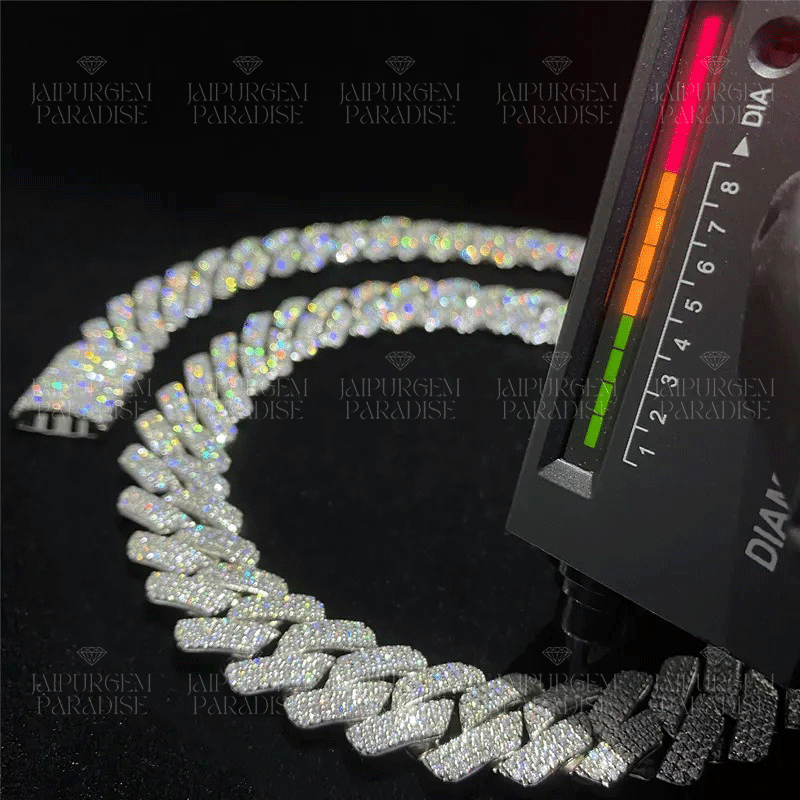 18mm Iced Out 925 Sterling Silver Moissanite Cuban Hip Hop Chain