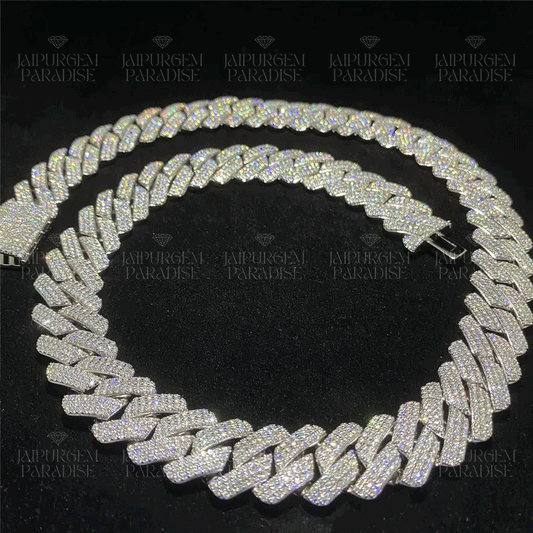 18mm Iced Out 925 Sterling Silver Moissanite Cuban Hip Hop Chain